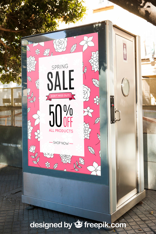 Billboard Mockup On Toilet Psd