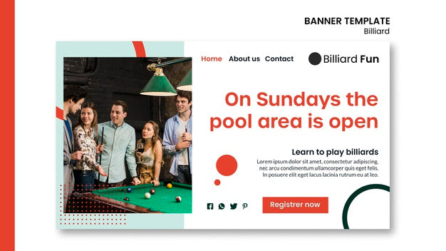 Billiard Concept Banner Mock-Up Psd