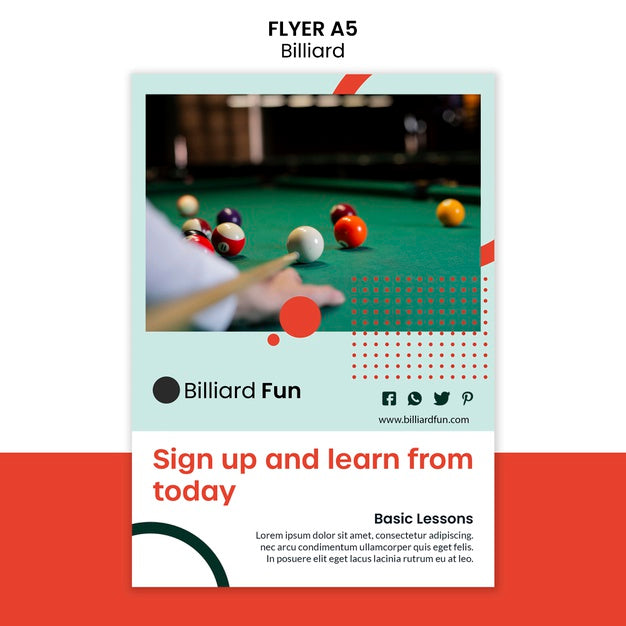 Billiard Concept Flyer Mock-Up Psd