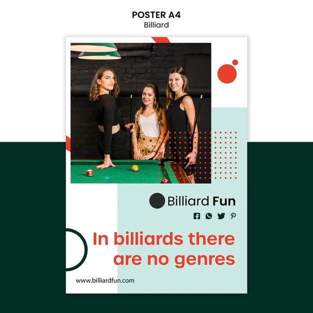 Billiard Concept Poster Mock-Up Psd