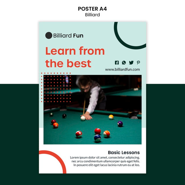 Billiard Concept Poster Mock-Up Psd
