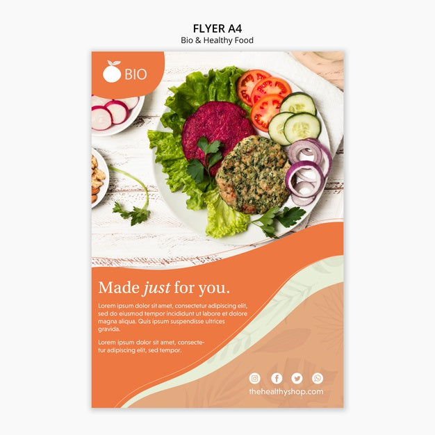 Bio & Healthy Food Concept Flyer Psd