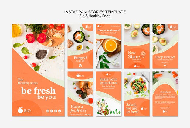 Bio & Healthy Food Concept Instagram Stries Template Psd