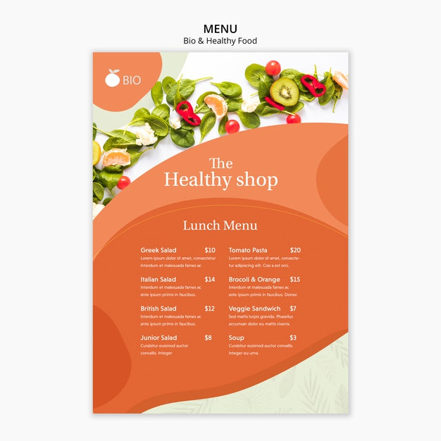 Bio & Healthy Food Concept Menu Psd