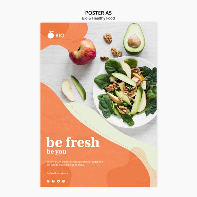 Bio & Healthy Food Concept Poster Psd