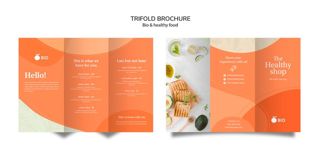 Bio & Healthy Food Concept Trifold Brochure Psd