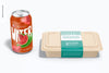 Biodegradable Food Containers With Soda Can Mockup Psd