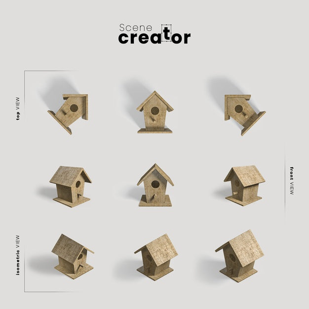 Bird House View Of Spring Scene Creator Psd