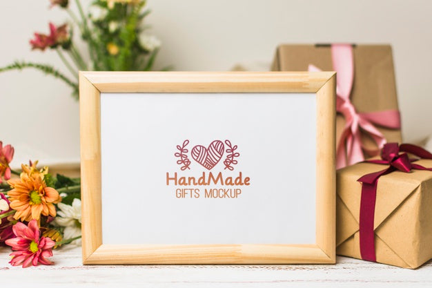 Birthday Arrangement With Frame Mock-Up Psd