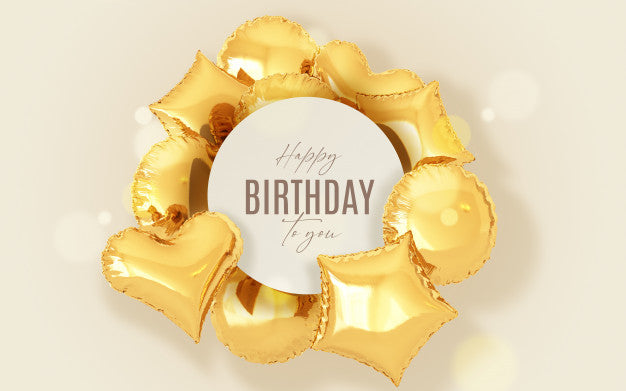 Birthday Background With Golden Balloons And Frame Psd