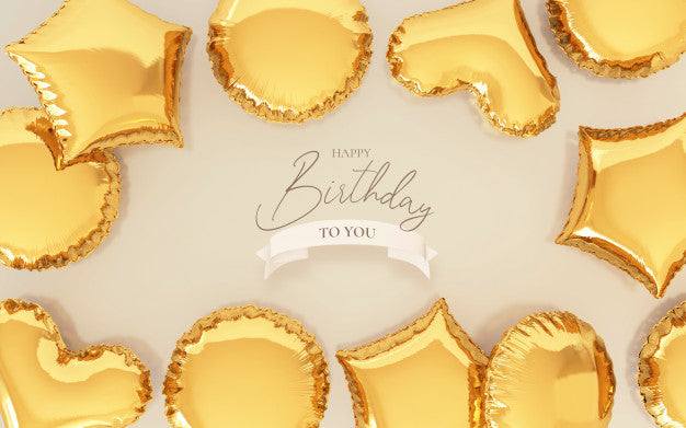 Birthday Background With Realistic Golden Balloons Psd