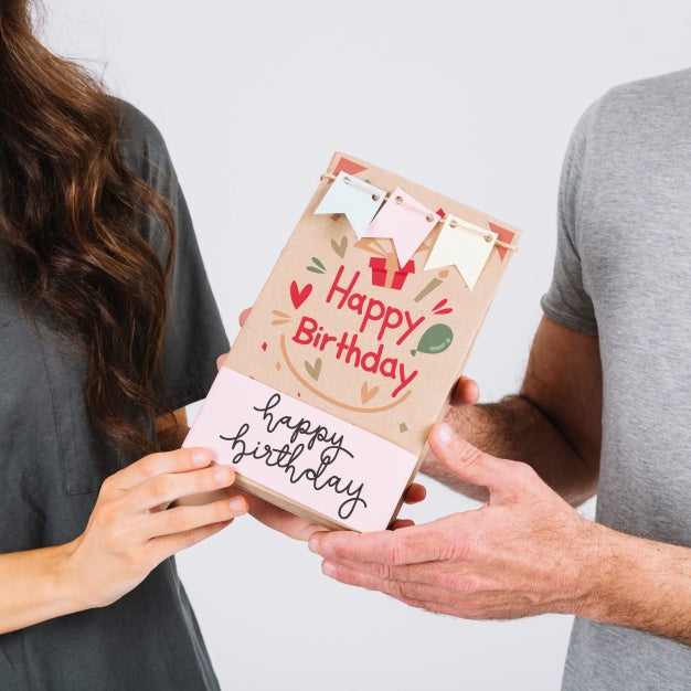 Birthday Card Mockup With Couple Psd