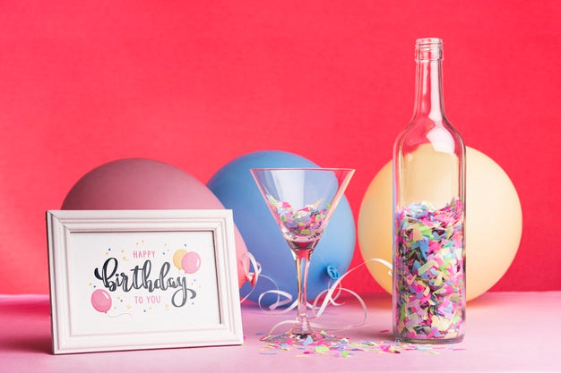 Birthday Composition With Frame Mock-Up Psd