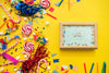 Birthday Concept With Frame And Candy Psd