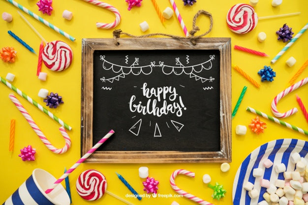 Birthday Decoration With Slate Psd