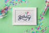 Birthday Frame Mock-Up With Confetti Psd