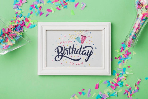 Birthday Frame Mock-Up With Confetti Psd