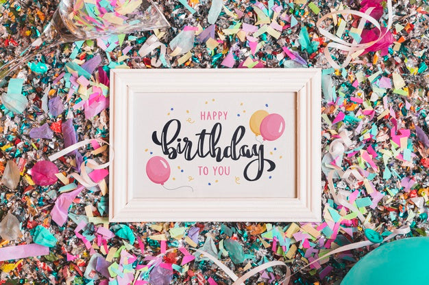 Birthday Frame Mock-Up With Lettering Psd