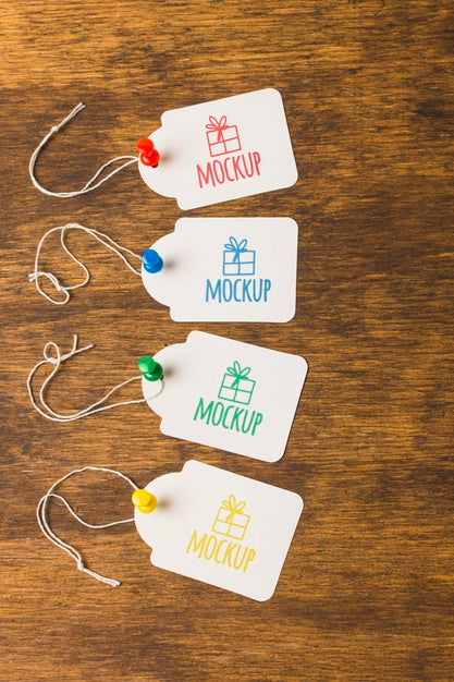 Birthday Gift Tags Mock-Ups Psd