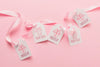 Birthday Gift Tags Mock-Ups With Pink Ribbons Psd