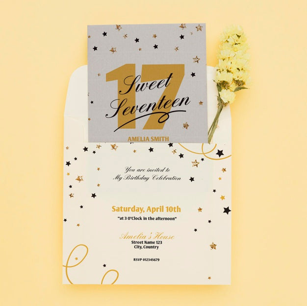 Birthday Invitation Concept Mock-Up Psd