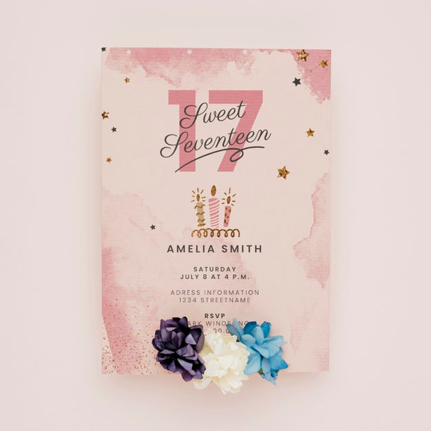 Birthday Invitation Concept Mock-Up Psd