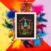 Birthday Mockup With Slate And Feathers Psd