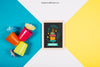 Birthday Mockup With Slate And Plastic Cups Psd