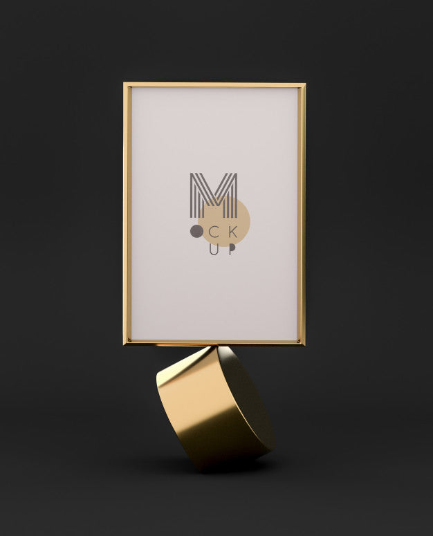 Black And Gold 3D Frame Mockup Psd