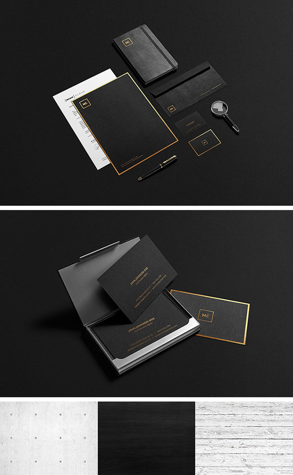 Black And Gold Stationery Mockup