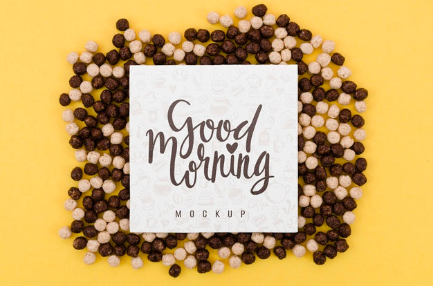 Black And White Cereals With Good Morning Message Psd