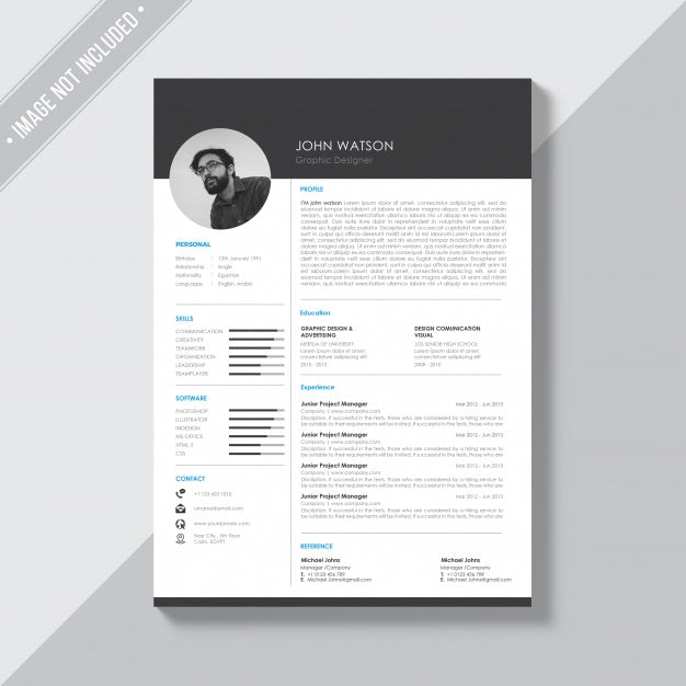 Black And White Cv Template Psd