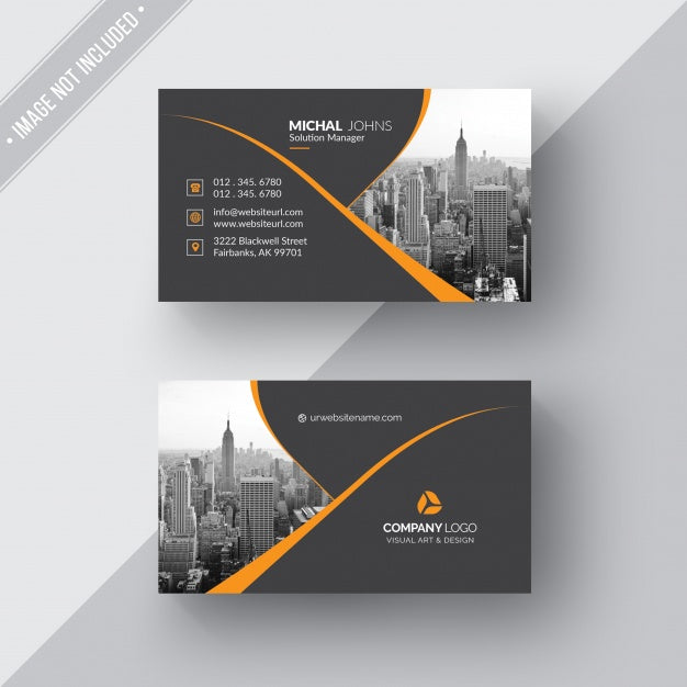 Black Business Card With Orange Details Psd