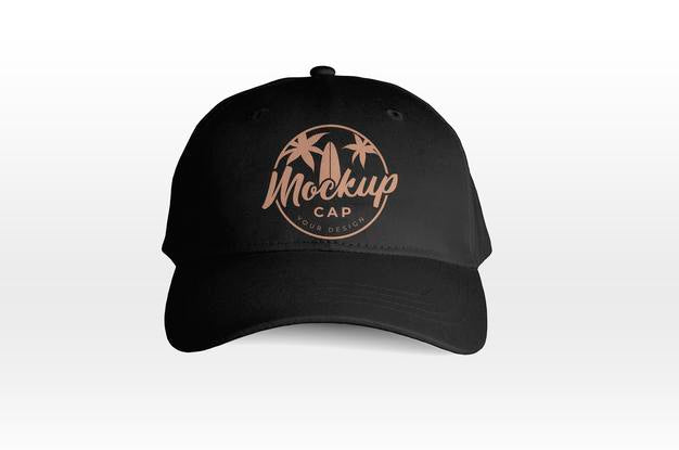 Black Cap Front View Mockup Psd