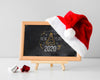 Black Chalkboard Mock-Up With Santa'S Hat Psd