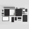 Black Corporative Stationery With Office Elements Psd