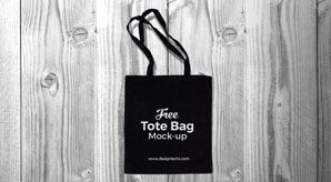 Black Cotton Tote Shopping Bag Mock-Up Psd