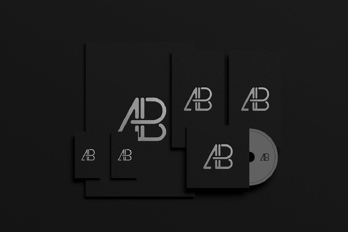 Black Foil Branding Identity Mockup