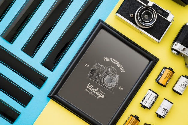 Black Frame Mockup With Photography Concept Psd