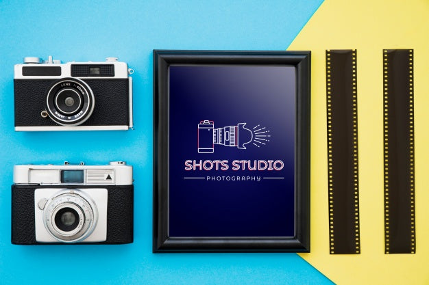 Black Frame Mockup With Photography Concept Psd