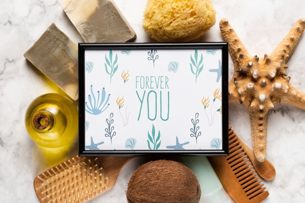 Black Frame Surrounded By Bathroom Decorations Psd