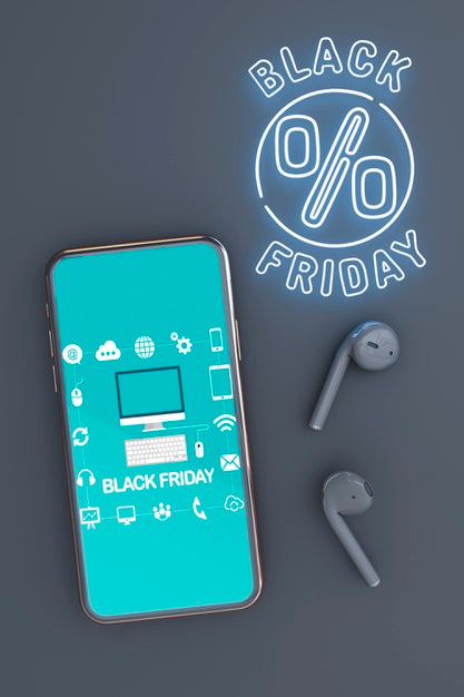 Black Friday Background With Phone Mock-Up Psd