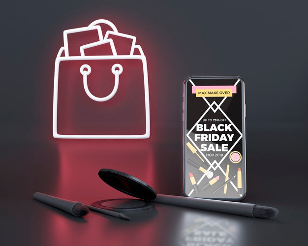 Black Friday Background With Red Neon Lights Psd