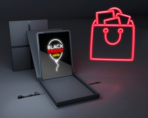 Black Friday Background With Tablet Mock-Up Psd