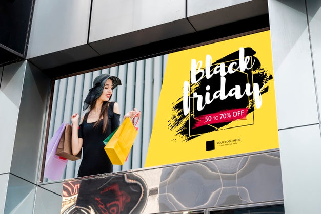 Black Friday Billboard On Building Psd