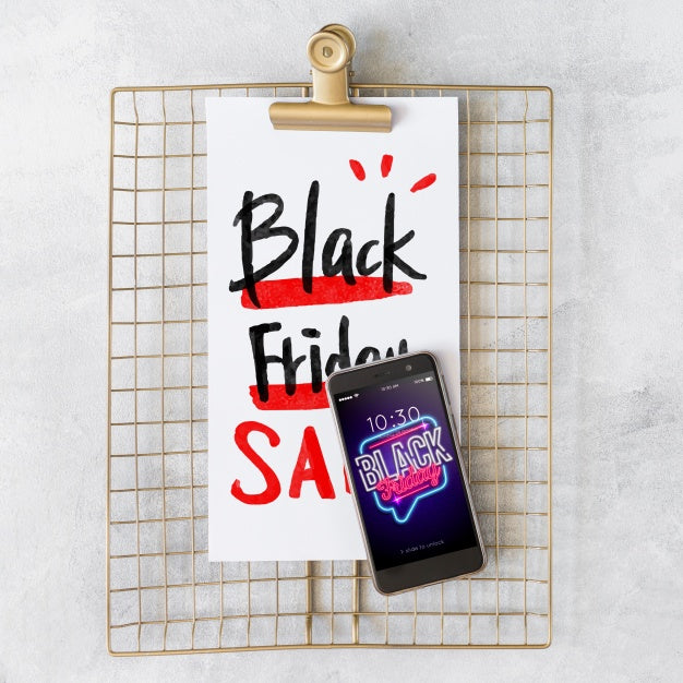Black Friday Composition With Clipboard Psd
