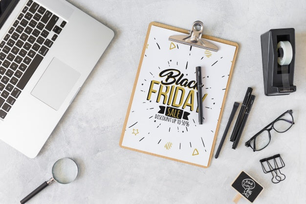 Black Friday Composition With Clipboard Psd