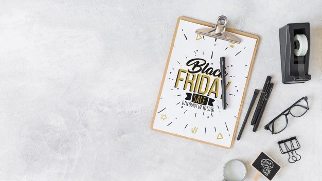 Black Friday Composition With Clipboard Psd