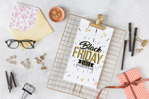 Black Friday Composition With Clipboard Psd