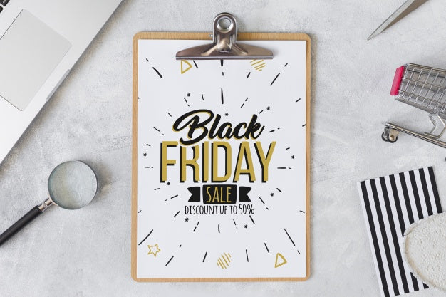 Black Friday Composition With Clipboard Psd